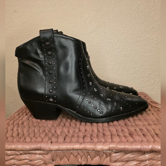 Sam Edelman Black Studded Ankle Boots - Picture 2 of 13